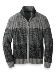 Full zip shop mock neck sweater