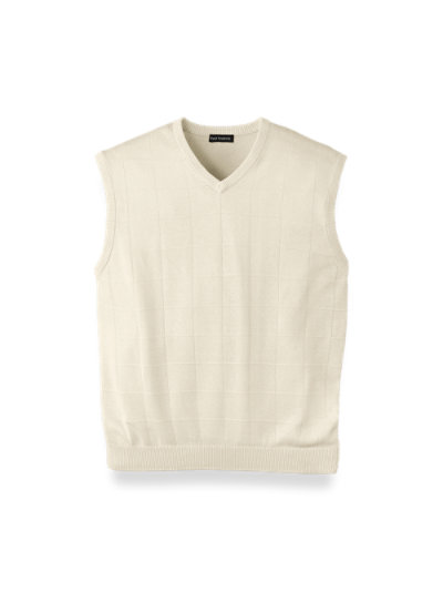 Cotton Cashmere V-Neck Pullover Sweater Vest Paul Fredrick Mens Silk 