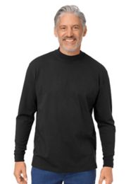 Cotton & Silk Long Sleeve Mock Neck T-shirt