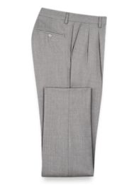 Classic Fit Wool Gabardine Pleated Pants | Clearance