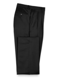 Chaps Mens Wool Pleated Pinstripe Zip Up Dress Pants Black Size 34