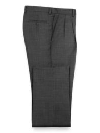 Super Fine Wool Sharkskin Pleated Pants | Paul Fredrick