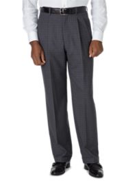 Classic Fit Luxury Italian Wool Plaid Pleated Pant