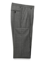 Grey Heavy Brushed Cotton Stretch Dress Pant