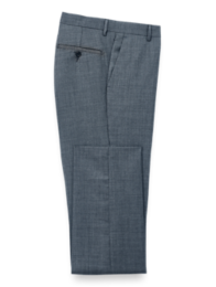 Wool Solid Pleated Suit Pants