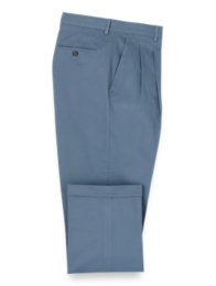 Cotton Stretch Twill Pleated Pants – Paul Fredrick