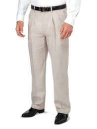 Classic Fit Pleated Linen Houndstooth Pant | Paul Fredrick