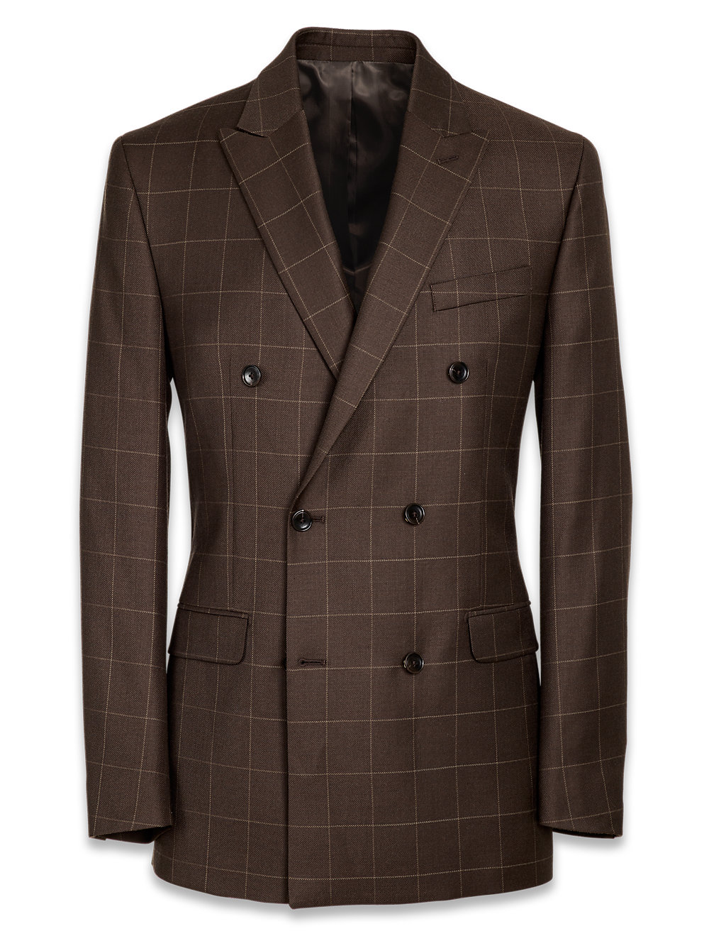 Paul Fredrick Mens Tailored Fit Wool Houndstooth Peak Lapel Suit Jacket