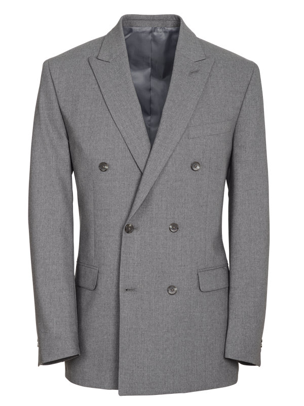 Classic Fit Essential Wool Double Breasted Peak Lapel Suit Jacket ...