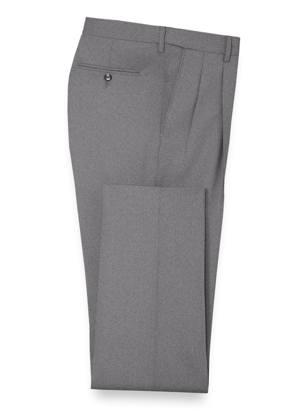 Paul Fredrick Men's Wool Solid Pleated Suit Pants 