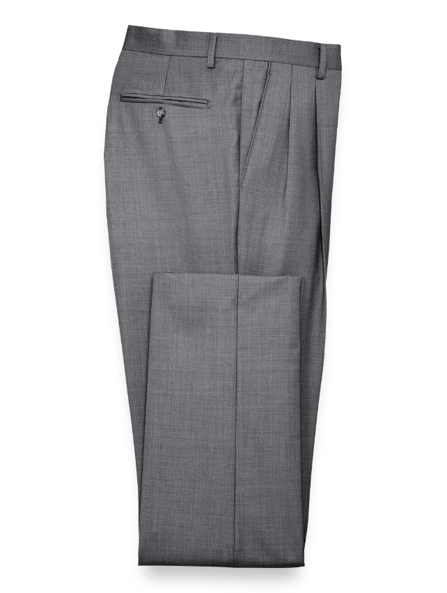 Super 120's Sharkskin Pleated Suit Pants | Paul Fredrick