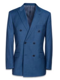 Super 120's Sharkskin Double Breasted Peak Lapel Suit Jacket