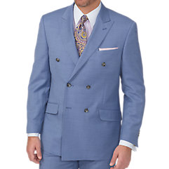 Tailored Fit Super 120's Sharkskin Double Breasted Peak Lapel Suit Jacket