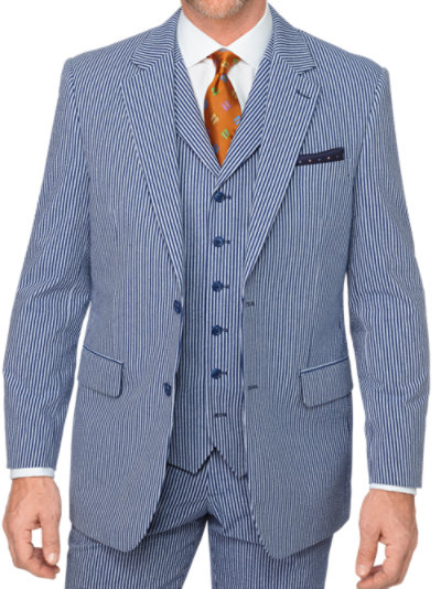 Paul Fredrick Mens Classic Fit Cotton Seersucker Pleated Suit Pant 