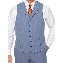 Cotton Seersucker Stripe Suit Vest