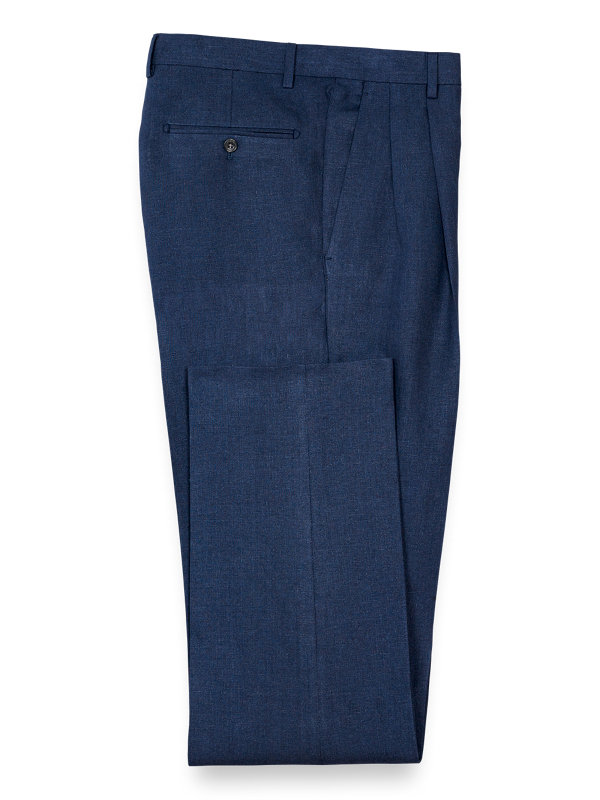 Linen Solid Pleated Suit Pant | Paul Fredrick