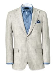 Linen Plaid Single Breasted Peak Lapel Suit Jacket