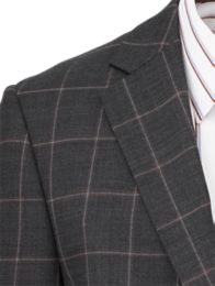 Wool Stretch Windowpane Notch Lapel Suit Jacket