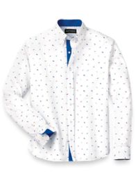 Cotton Leaf Print Casual Shirt With Contrast Trim – Paul Fredrick