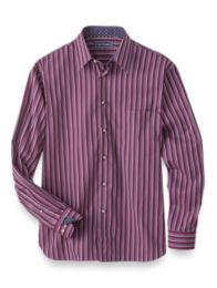 Slim Fit Easy Care Cotton Stripe Casual Shirt Paul Fredrick