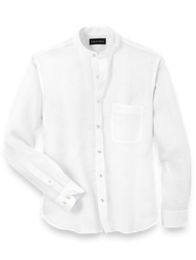 Linen Long Sleeve Shirt for Tall Men Bright White