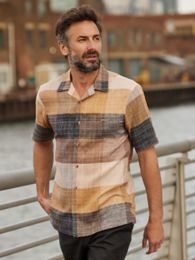 Men's Buffalo Check Short Sleeve Button UP